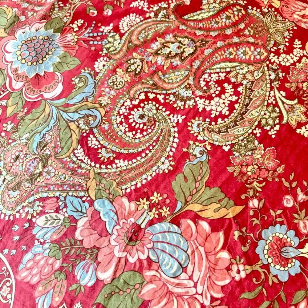 Pottery Barn King Duvet Cover Clara Palampore Red Floral Paisley Bird RETIRED